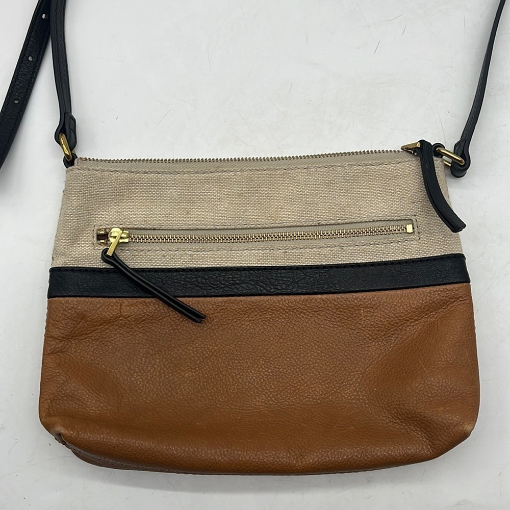 Fossil Cream Carmel Black Crossbody Bag FP6106